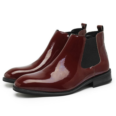 Hot Men Chelsea Boots Απαλό λουστρίνι Παπούτσια νυφικού για ανδρικά επίπεδα επίσημα επαγγελματικά Τάσεις μόδας στον αστράγαλο Street High-end