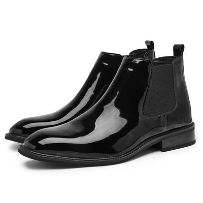 Hot Men Chelsea Boots Απαλό λουστρίνι Παπούτσια νυφικού για ανδρικά επίπεδα επίσημα επαγγελματικά Τάσεις μόδας στον αστράγαλο Street High-end
