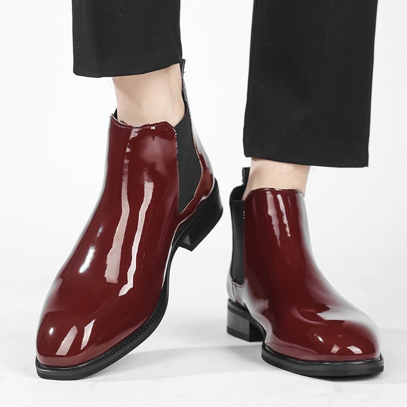 Hot Men Chelsea Boots Απαλό λουστρίνι Παπούτσια νυφικού για ανδρικά επίπεδα επίσημα επαγγελματικά Τάσεις μόδας στον αστράγαλο Street High-end