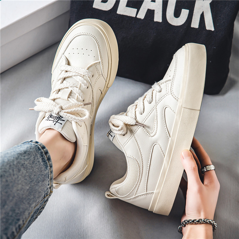 Pánske vulkanizované topánky, jarné nové, okrúhle, ploché, so šnurovaním, ležérne, vonkajšie, protišmykové, priedušné, všestranné, pevné, pánske