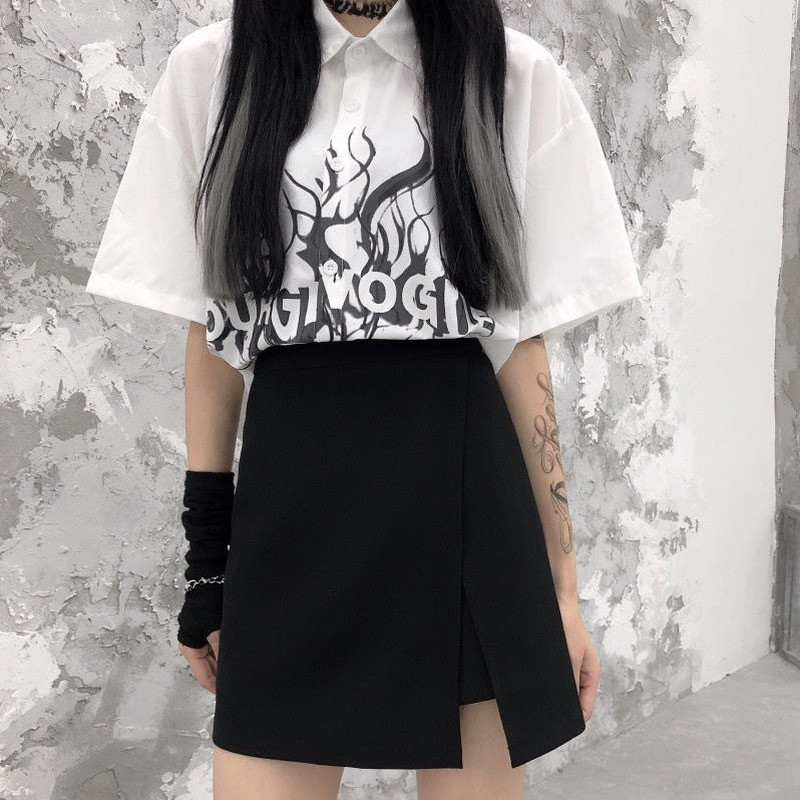 Γυναικείες φούστες XS-4XL Μαύρο Καλοκαιρινό All-Match Κορεάτικο Στιλ Απλό Ασύμμετρο Σχεδιασμό Ιδιοσυγκρασία College Pure Feminino Faldas Mini