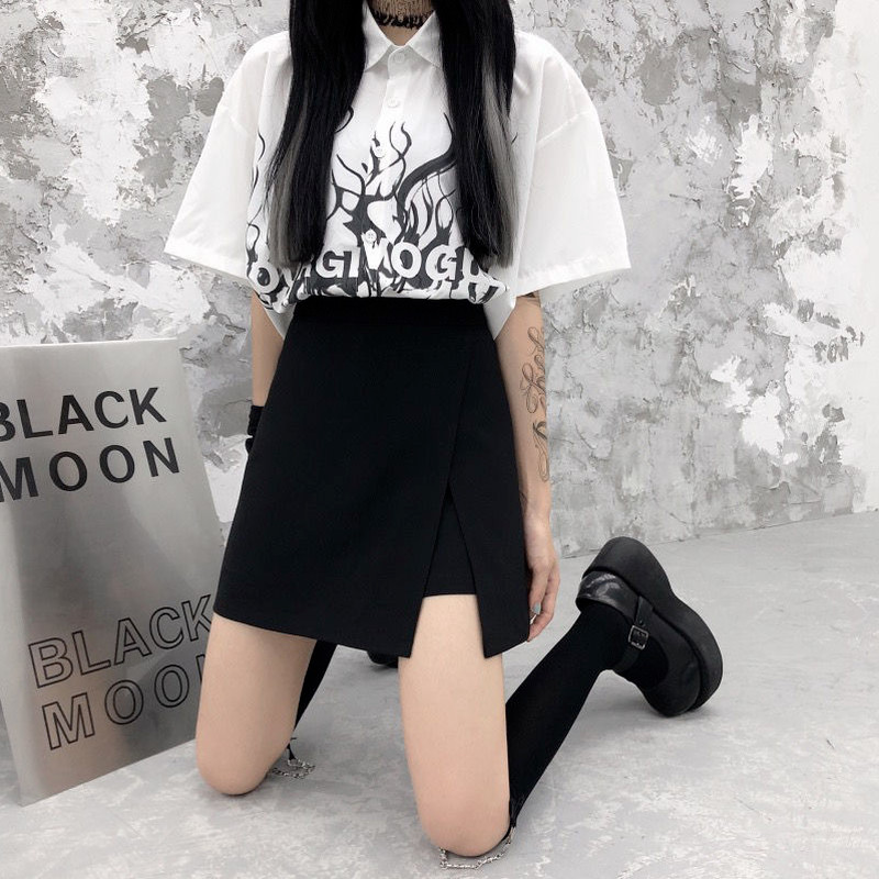 Γυναικείες φούστες XS-4XL Μαύρο Καλοκαιρινό All-Match Κορεάτικο Στιλ Απλό Ασύμμετρο Σχεδιασμό Ιδιοσυγκρασία College Pure Feminino Faldas Mini