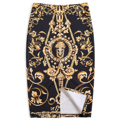 V predaji letné dámske luxusné vintage Y2K potlačené ceruzkové dlhé sukne kancelárske sukne kórejský štýl vysoký pás štíhle bodycon midi ležérne