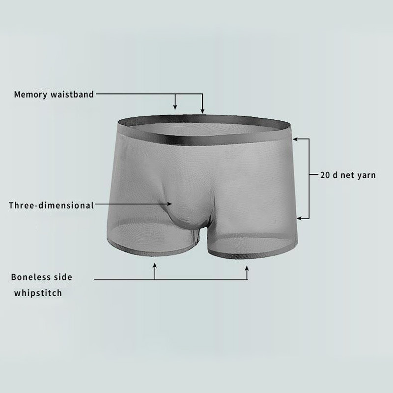 M-4XL 4Colors Läbipaistev Läbipaistev Üliõhukesed Õmblusteta Meeste Aluspüksid Hingavad suvised Igapäevased Aluspüksid Bokserid Aluspesu