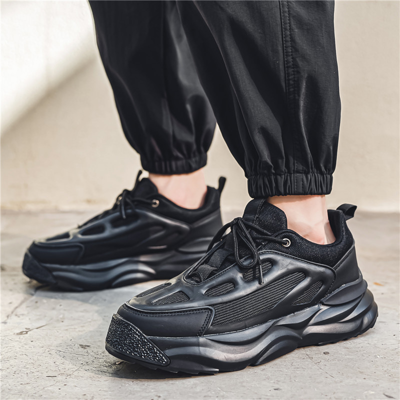 Pánske jarné tenisky s hrubým spodným dielom, sieťované šnurovanie, módne vonkajšie, priedušné, protišmykové, dezodorant, pohodlné, univerzálne, pánske topánky