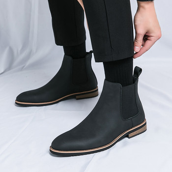 Μόδα Casual ανδρικές μπότες σχεδιαστές Φθινοπωρινές επαγγελματικές μπότες με μυτερό αστράγαλο Ανδρικές ανοιξιάτικες μπότες ελεύθερου χρόνου Μαλακό δέρμα Χειροποίητα slip-on ανδρικά παπούτσια