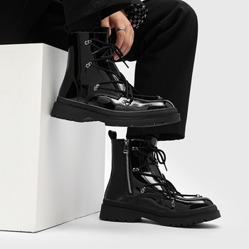 2023 Νέες ανδρικές μπότες με χοντρό τακούνι, στρογγυλή κεφαλή μεσαίου μανίκι, τάση μόδας Business Ευέλικτο, περιστασιακά αντιολισθητικά, ανθεκτικές μπότες μοτοσυκλέτας