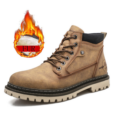 Νέα ανδρικά παπούτσια για ορειβασία και πεζοπορία για μοτοσικλέτα εξωτερικού χώρου, άνετα αντιολισθητικά, ανθεκτικά στη φθορά και βελούδινες δερμάτινες μπότες