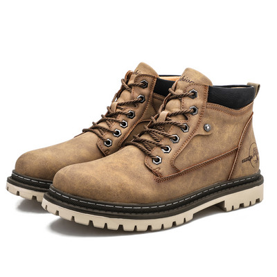 Νέα ανδρικά παπούτσια για ορειβασία και πεζοπορία για μοτοσικλέτα εξωτερικού χώρου, άνετα αντιολισθητικά, ανθεκτικά στη φθορά και βελούδινες δερμάτινες μπότες