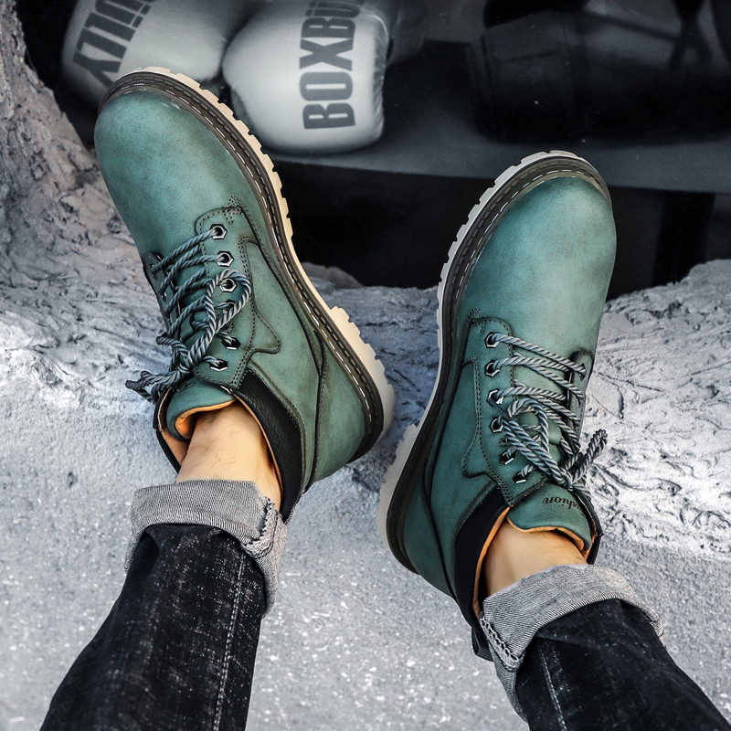 Νέα ανδρικά παπούτσια για ορειβασία και πεζοπορία για μοτοσικλέτα εξωτερικού χώρου, άνετα αντιολισθητικά, ανθεκτικά στη φθορά και βελούδινες δερμάτινες μπότες