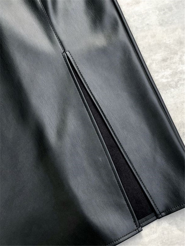 Fuste de damă din piele PU Faxu neagră Seoulish 2022, nou toamnă iarnă, cu talie înaltă, fuste creion cu teaca despicată în față pentru femei