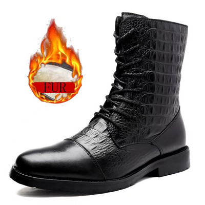 Ανδρικά νέα υψηλής ποιότητας μπότες μοτοσικλέτας υψηλής ποιότητας με βελούδινο για άνεση και ζεστασιά, ανθεκτικά στην ολίσθηση και αντοχή στη φθορά