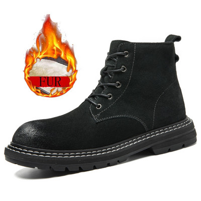 Ανδρικά αθλητικά μποτάκια εξωτερικού χώρου με βελούδινη μόνωση και άνετα παπούτσια πεζοπορίας και πεζοπορίας Αντιολισθητικά φορεμένα άνετα παπούτσια οδήγησης