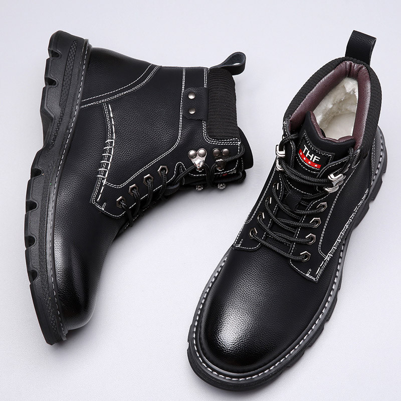 Μπότες Winter Knight Υψηλής ποιότητας Δερμάτινες Ανδρικές Μπότες Μοτοσικλέτας Στρατιωτικά Παπούτσια Casual Παπούτσια Πολυτελή μάρκα Χονδρή σόλα Combat