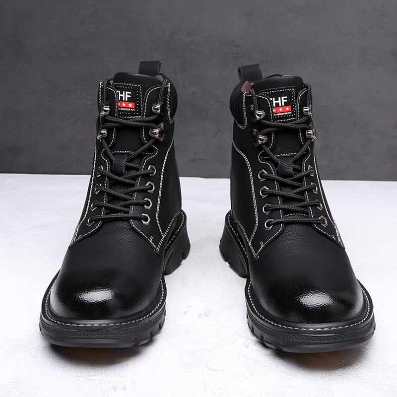 Μπότες Winter Knight Υψηλής ποιότητας Δερμάτινες Ανδρικές Μπότες Μοτοσικλέτας Στρατιωτικά Παπούτσια Casual Παπούτσια Πολυτελή μάρκα Χονδρή σόλα Combat