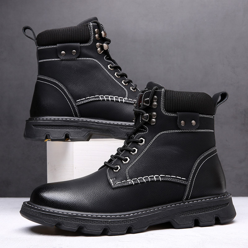 Μπότες Winter Knight Υψηλής ποιότητας Δερμάτινες Ανδρικές Μπότες Μοτοσικλέτας Στρατιωτικά Παπούτσια Casual Παπούτσια Πολυτελή μάρκα Χονδρή σόλα Combat
