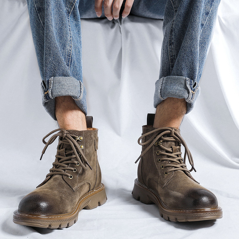 Jesenske kožne muške gležnjače Visoke cipele za vanjsku upotrebu Protuklizna obuća za slobodno vrijeme Modne motociklističke vojne borbene čizme