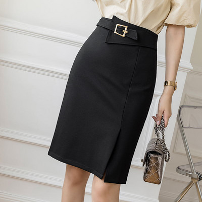 Fashion New Arrival Άνοιξη Καλοκαίρι Ψηλόμεση Μίντι Φούστα Κόκκινο Μαύρο Bodycon Pencil Φούστες Ανοιχτό Σκισί Κομψές Γυναικείες Φούστες Βερίκοκο