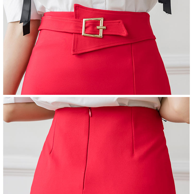 Fashion New Arrival Άνοιξη Καλοκαίρι Ψηλόμεση Μίντι Φούστα Κόκκινο Μαύρο Bodycon Pencil Φούστες Ανοιχτό Σκισί Κομψές Γυναικείες Φούστες Βερίκοκο