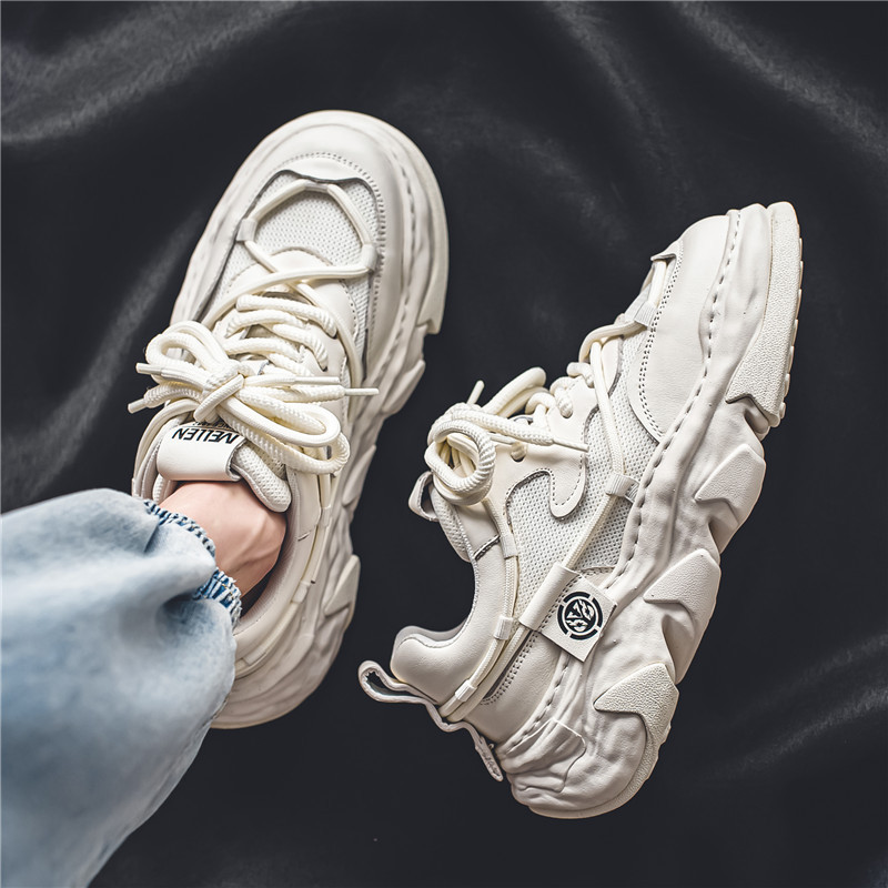 Pánske vulkanizované topánky 2023 Jarné šnurovacie topánky s hrubou podrážkou, módne ležérne, protišmykové, pohodlné, univerzálne, trendy, pevné tenisky pre mužov