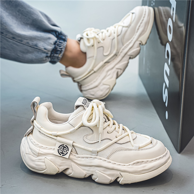 Pánske vulkanizované topánky 2023 Jarné šnurovacie topánky s hrubou podrážkou, módne ležérne, protišmykové, pohodlné, univerzálne, trendy, pevné tenisky pre mužov