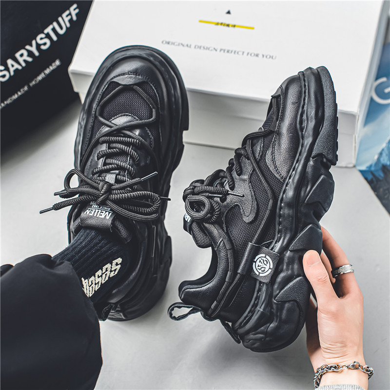 Pánske vulkanizované topánky 2023 Jarné šnurovacie topánky s hrubou podrážkou, módne ležérne, protišmykové, pohodlné, univerzálne, trendy, pevné tenisky pre mužov