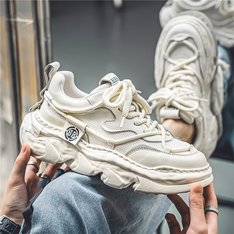 Pánske vulkanizované topánky 2023 Jarné šnurovacie topánky s hrubou podrážkou, módne ležérne, protišmykové, pohodlné, univerzálne, trendy, pevné tenisky pre mužov