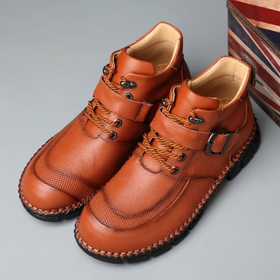 Módne nové pánske turistické topánky, veľké kožené outdoorové topánky pre mužov, protišmykové turistické topánky pre mužov, pohodlné tenisky s mäkkou podrážkou