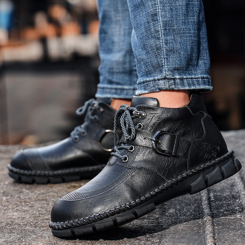 Módne nové pánske turistické topánky, veľké kožené outdoorové topánky pre mužov, protišmykové turistické topánky pre mužov, pohodlné tenisky s mäkkou podrážkou