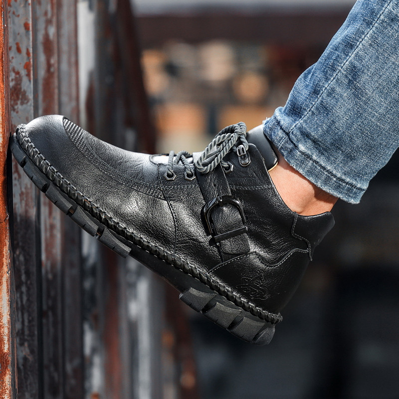 Módne nové pánske turistické topánky, veľké kožené outdoorové topánky pre mužov, protišmykové turistické topánky pre mužov, pohodlné tenisky s mäkkou podrážkou