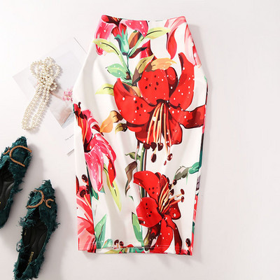Fusta modelată cu imprimeu de flori de epocă pentru femei, slim, midi, sexy, elegantă, fustă creion, geantă, fustă cu bandaj la șold, fustă scurtă lolita.