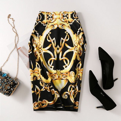 Fusta modelată cu imprimeu de flori de epocă pentru femei, slim, midi, sexy, elegantă, fustă creion, geantă, fustă cu bandaj la șold, fustă scurtă lolita.