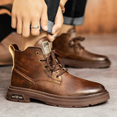 Cizme moale din pentru bărbați, toamnă, confort, înaltă, stil britanic, pantofi din piele, cu vârf mediu, costum de lucru negru, cizme scurte de iarnă