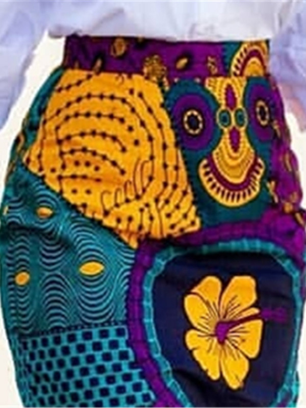 Γυναικεία καλοκαιρινή στάμπα φούστα Vintage Floral Αφρικανική Μόδα Φούντα Ψηλής Μέσης Αριστοκρατική Μοντέρνα Κομψή Retro Jupes Falads Drop Shipping