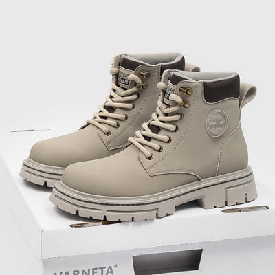 Pánske klasické retro motocyklové členkové topánky z kože, westernové kovbojské topánky, vysoko kvalitné chelsea topánky, protišmykové nositeľné topánky