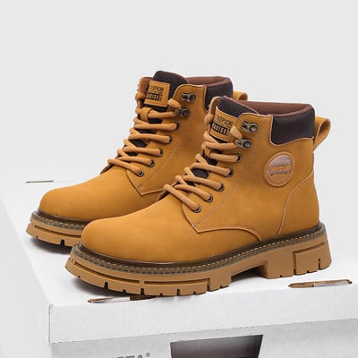 Pánske klasické retro motocyklové členkové topánky z kože, westernové kovbojské topánky, vysoko kvalitné chelsea topánky, protišmykové nositeľné topánky