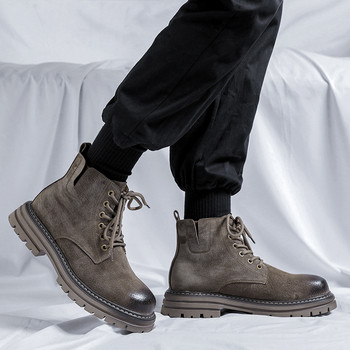 2023 Нови работни ботуши Мъжки оригинални удобни обувки Туристически кожени ежедневни обувки за мъже Мокасини за срещи Официални моторизирани ботуши