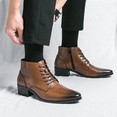 Poslovne Chelsea čizme luksuznog brenda Kožne čizme na vezanje Debeli potplat Visokokvalitetne čizme za muškarce Muške gležnjače na špic