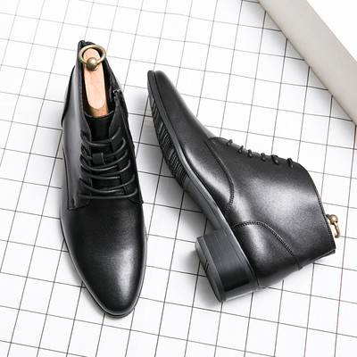 Poslovne Chelsea čizme luksuznog brenda Kožne čizme na vezanje Debeli potplat Visokokvalitetne čizme za muškarce Muške gležnjače na špic