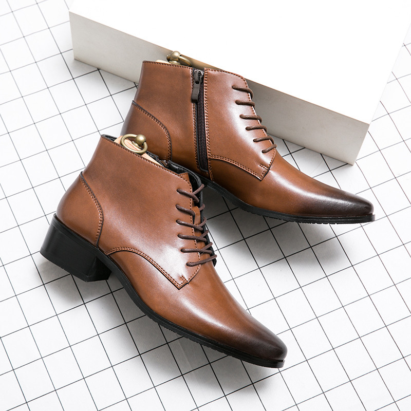 Poslovne Chelsea čizme luksuznog brenda Kožne čizme na vezanje Debeli potplat Visokokvalitetne čizme za muškarce Muške gležnjače na špic