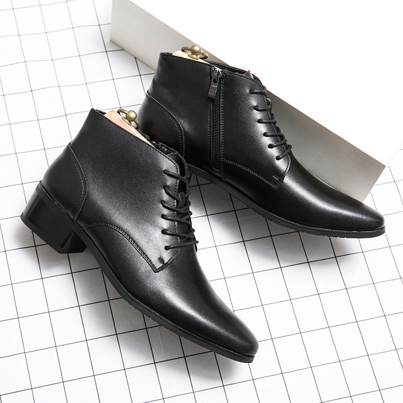 Poslovne Chelsea čizme luksuznog brenda Kožne čizme na vezanje Debeli potplat Visokokvalitetne čizme za muškarce Muške gležnjače na špic