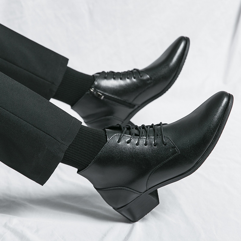 Poslovne Chelsea čizme luksuznog brenda Kožne čizme na vezanje Debeli potplat Visokokvalitetne čizme za muškarce Muške gležnjače na špic