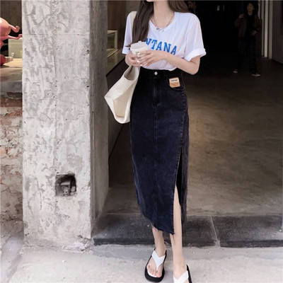 Ženska suknja Formalna odjeća Maxi suknje za žene Traperice Duge olovke Uredski patentni zatvarač Jeftini Y2k trend Harajuku A Line Elegantne