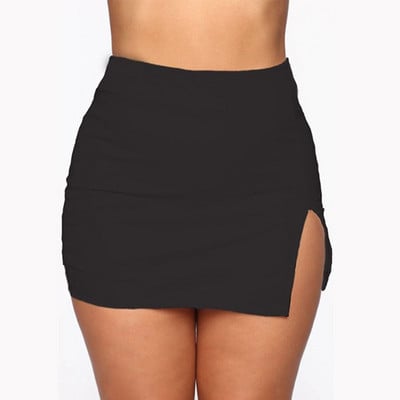 Mini cămașă de vară Sexy Slim Plus Size Culoare uni Femeie Despicată cu talie înaltă Fusta creion Club Fashion