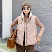 Jeseň/zima 2023, kórejská verzia, tenká bavlnená dámska vesta bez rukávov, voľná všestranná dámska tielková bunda