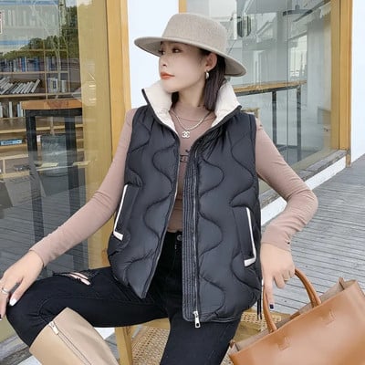 Jeseň/zima 2023, kórejská verzia, tenká bavlnená dámska vesta bez rukávov, voľná všestranná dámska tielková bunda
