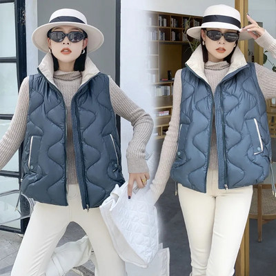 Jeseň/zima 2023, kórejská verzia, tenká bavlnená dámska vesta bez rukávov, voľná všestranná dámska tielková bunda