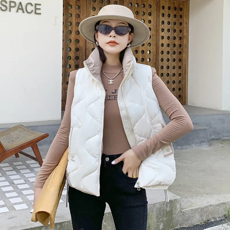 Jeseň/zima 2023, kórejská verzia, tenká bavlnená dámska vesta bez rukávov, voľná všestranná dámska tielková bunda