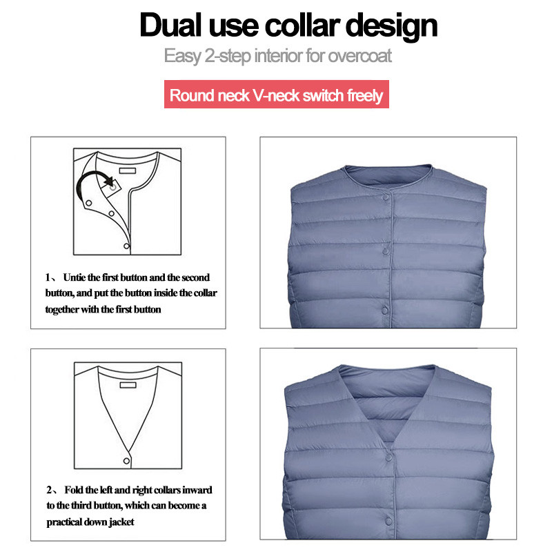 2023 Νέο γυναικείο αμάνικο μπουφάν άνοιξη Χειμώνας Γυναικείο 90% Λευκή πάπια πουπουλένια εξαιρετικά ελαφριά συσκευασία Ζεστό γιλέκο με επένδυση