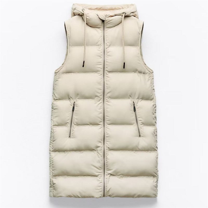 PB&ZA 2023, toamnă și iarnă, haină lungă din bumbac, cu guler în picioare, cu glugă, din bumbac